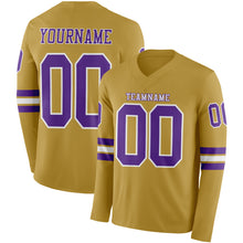 Загрузить изображение в средство просмотра галереи, Custom Old Gold Purple-White Long Sleeve Authentic Football Jersey