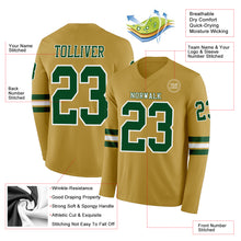 Загрузить изображение в средство просмотра галереи, Custom Old Gold Green-White Long Sleeve Authentic Football Jersey