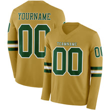 Загрузить изображение в средство просмотра галереи, Custom Old Gold Green-White Long Sleeve Authentic Football Jersey