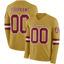 Загрузить изображение в средство просмотра галереи, Custom Old Gold Crimson-White Long Sleeve Authentic Football Jersey
