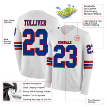 Laden Sie das Bild in den Galerie-Viewer, Custom White Royal-Red Long Sleeve Authentic Football Jersey