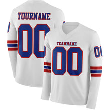 Laden Sie das Bild in den Galerie-Viewer, Custom White Royal-Red Long Sleeve Authentic Football Jersey