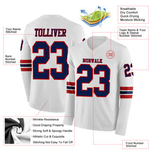 Charger l'image dans la galerie, Custom White Navy-Red Long Sleeve Authentic Football Jersey