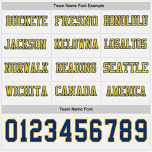 Load image into Gallery viewer, Custom White Royal-Yellow Long Sleeve Authentic Football Jersey