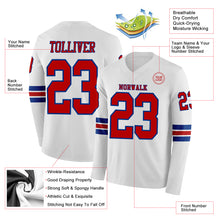 Load image into Gallery viewer, Custom White Red-Royal Long Sleeve Authentic Football Jersey