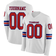 Load image into Gallery viewer, Custom White Red-Royal Long Sleeve Authentic Football Jersey