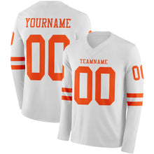 Загрузить изображение в средство просмотра галереи, Custom White Orange Long Sleeve Authentic Football Jersey