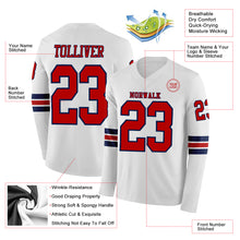 Laden Sie das Bild in den Galerie-Viewer, Custom White Red-Navy Long Sleeve Authentic Football Jersey
