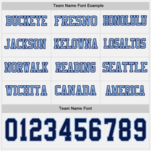 Load image into Gallery viewer, Custom White Navy-Light Blue Long Sleeve Authentic Football Jersey