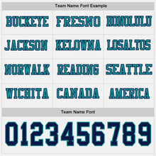Load image into Gallery viewer, Custom White Navy-Teal Long Sleeve Authentic Football Jersey