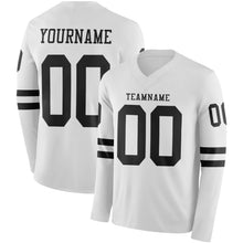 Load image into Gallery viewer, Custom White Black Long Sleeve Authentic Football Jersey