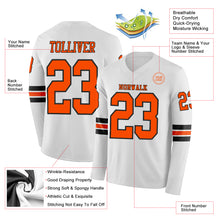 Laden Sie das Bild in den Galerie-Viewer, Custom White Orange-Black Long Sleeve Authentic Football Jersey