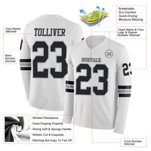 Laden Sie das Bild in den Galerie-Viewer, Custom White Black-Gray Long Sleeve Authentic Football Jersey