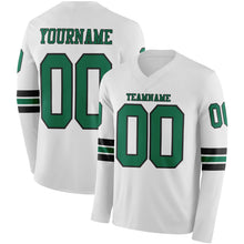 Загрузить изображение в средство просмотра галереи, Custom White Kelly Green-Black Long Sleeve Authentic Football Jersey