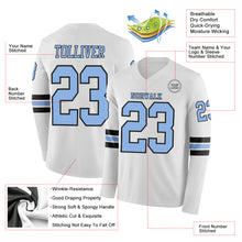 Laden Sie das Bild in den Galerie-Viewer, Custom White Light Blue-Black Long Sleeve Authentic Football Jersey