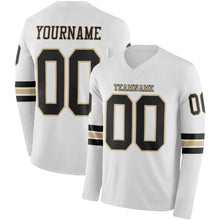 Загрузить изображение в средство просмотра галереи, Custom White Black-Vegas Gold Long Sleeve Authentic Football Jersey