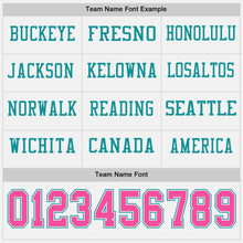 Laden Sie das Bild in den Galerie-Viewer, Custom White Pink-Teal Long Sleeve Authentic Football Jersey