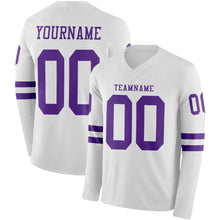 Charger l'image dans la galerie, Custom White Purple Long Sleeve Authentic Football Jersey