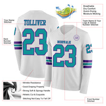 Charger l'image dans la galerie, Custom White Teal-Purple Long Sleeve Authentic Football Jersey