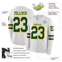 Charger l'image dans la galerie, Custom White Green-Gold Long Sleeve Authentic Football Jersey