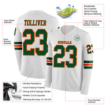 Charger l'image dans la galerie, Custom White Green-Orange Long Sleeve Authentic Football Jersey