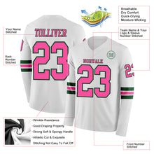 Charger l'image dans la galerie, Custom White Pink-Green Long Sleeve Authentic Football Jersey
