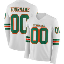 Charger l'image dans la galerie, Custom White Kelly Green-Orange Long Sleeve Authentic Football Jersey