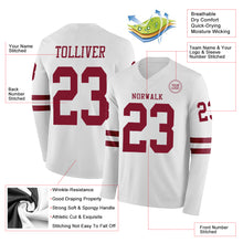 Charger l'image dans la galerie, Custom White Crimson Long Sleeve Authentic Football Jersey
