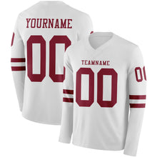 Charger l'image dans la galerie, Custom White Crimson Long Sleeve Authentic Football Jersey