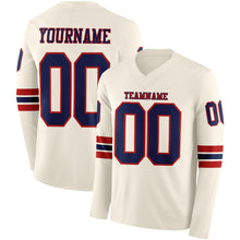 Загрузить изображение в средство просмотра галереи, Custom Cream Navy-Red Long Sleeve Authentic Football Jersey