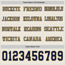 Load image into Gallery viewer, Custom Cream Navy-Old Gold Long Sleeve Authentic Football Jersey