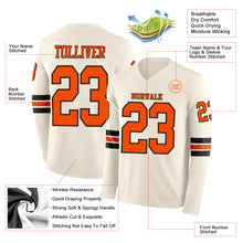 Load image into Gallery viewer, Custom Cream Orange-Black Long Sleeve Authentic Football Jersey