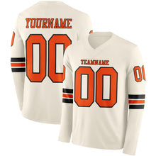 Load image into Gallery viewer, Custom Cream Orange-Black Long Sleeve Authentic Football Jersey