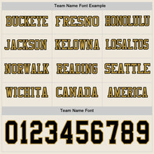 Load image into Gallery viewer, Custom Cream Black-Old Gold Long Sleeve Authentic Football Jersey
