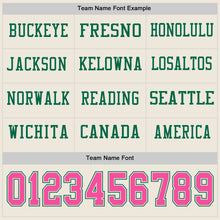 Load image into Gallery viewer, Custom Cream Pink-Kelly Green Long Sleeve Authentic Football Jersey