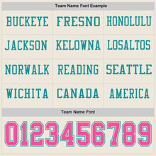 Load image into Gallery viewer, Custom Cream Pink-Teal Long Sleeve Authentic Football Jersey
