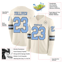 Load image into Gallery viewer, Custom Cream Light Blue-Steel Gray Long Sleeve Authentic Football Jersey