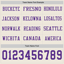 Load image into Gallery viewer, Custom Cream Purple Long Sleeve Authentic Football Jersey