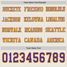 Load image into Gallery viewer, Custom Cream Purple-Gold Long Sleeve Authentic Football Jersey