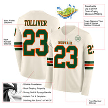 Load image into Gallery viewer, Custom Cream Green-Orange Long Sleeve Authentic Football Jersey