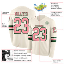 Load image into Gallery viewer, Custom Cream Medium Pink-Green Long Sleeve Authentic Football Jersey