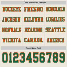 Load image into Gallery viewer, Custom Cream Kelly Green-Orange Long Sleeve Authentic Football Jersey