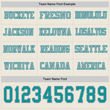Load image into Gallery viewer, Custom Cream Teal-Gray Long Sleeve Authentic Football Jersey