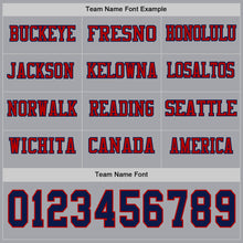 Load image into Gallery viewer, Custom Gray Navy-Red Long Sleeve Authentic Football Jersey