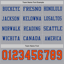 Laden Sie das Bild in den Galerie-Viewer, Custom Gray Orange-Royal Long Sleeve Authentic Football Jersey