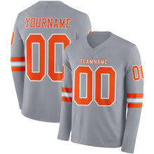 Laden Sie das Bild in den Galerie-Viewer, Custom Gray Orange-White Long Sleeve Authentic Football Jersey