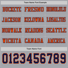 Load image into Gallery viewer, Custom Gray Navy-Orange Long Sleeve Authentic Football Jersey