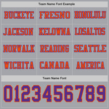 Load image into Gallery viewer, Custom Gray Purple-Orange Long Sleeve Authentic Football Jersey