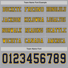 Load image into Gallery viewer, Custom Gray Navy-Gold Long Sleeve Authentic Football Jersey