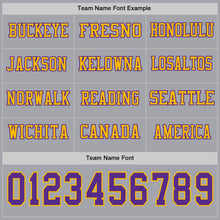 Load image into Gallery viewer, Custom Gray Purple-Gold Long Sleeve Authentic Football Jersey